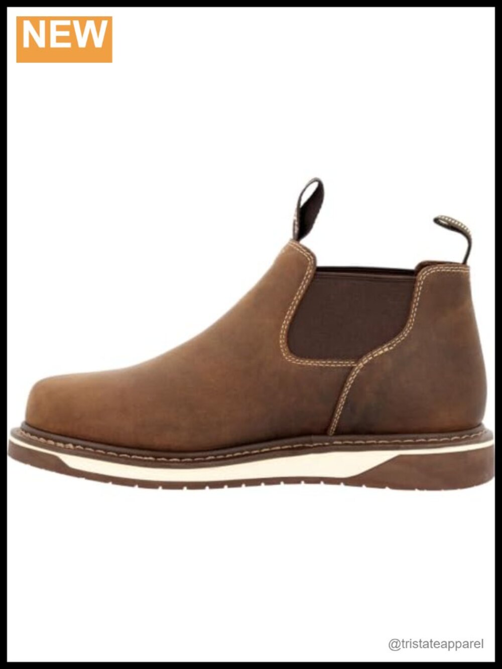 Full-Grain Leather Work Romeo Boot Wedge Heel EVA Midsole